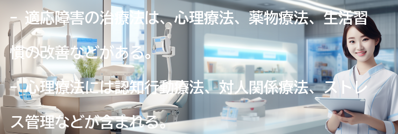 適応障害の治療法にはどのようなものがありますか？の要点まとめ