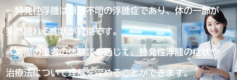 特発性浮腫についての実際の患者の体験談の要点まとめ