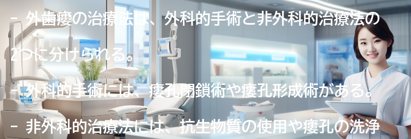 外歯瘻の治療法にはどのようなものがありますか？の要点まとめ