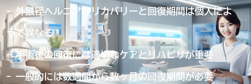 外鼠径ヘルニアのリカバリーと回復期間についての要点まとめ